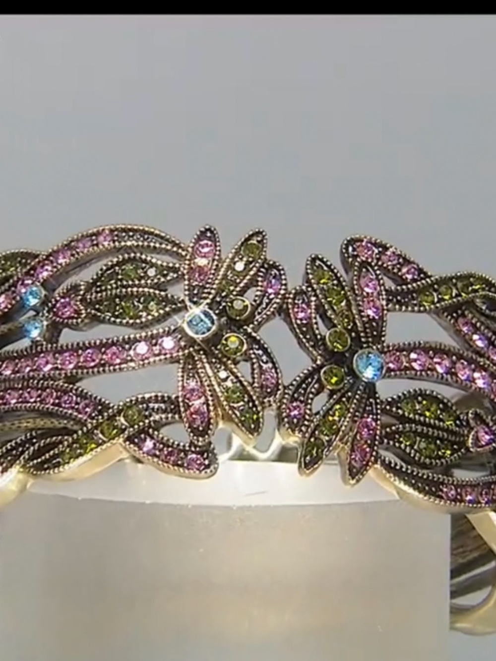 Heidi Daus Dancing Dragonfly Crystal Hinged Bangle Bracelet Multi SZ M
